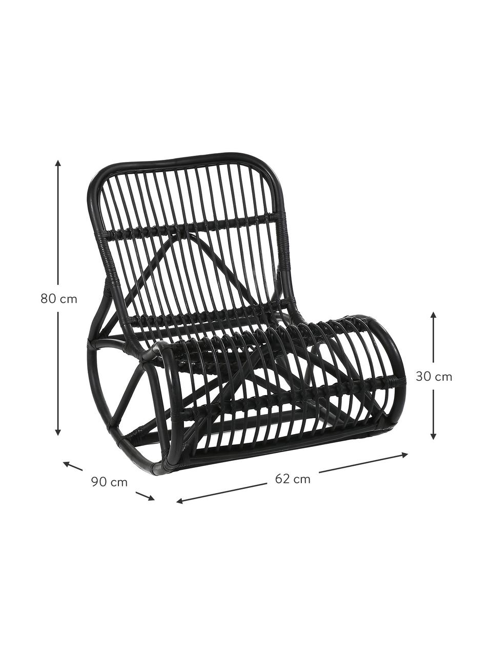 Fotel bujany  z rattanu Kim, Rattan, Czarny, S 62 x G 90 cm