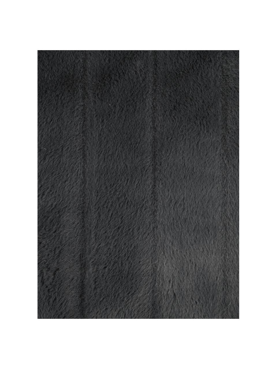 Coperta coccolosa in ecopelliccia color grigio scuro Fluffy, 100% poliestere, Grigio scuro, Larg. 130 x Lung. 160 cm