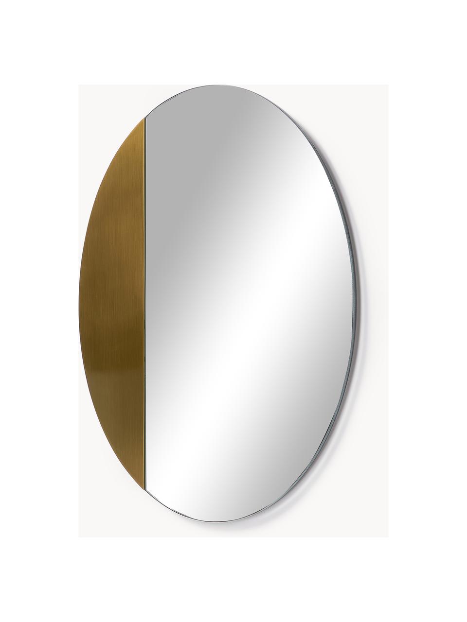Specchio da parete con decoro Enjo, Superficie dello specchio: lastra di vetro, Retro: pannello di fibra a media, Struttura: metallo, Dorato, Ø 55 cm