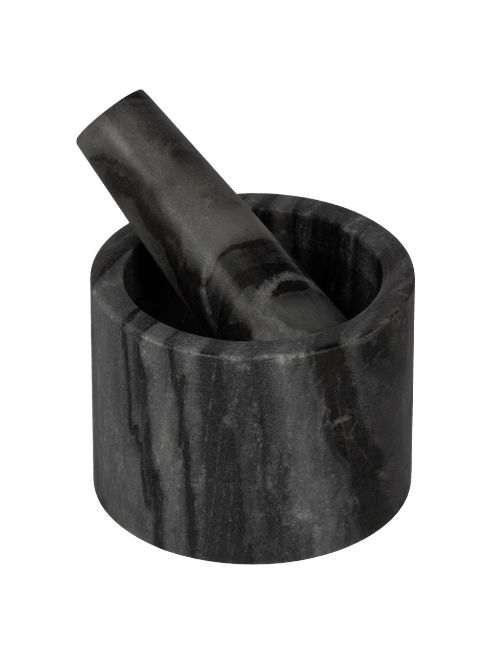 Mortier et pilon en marbre Johana, Marbre, Noir, marbré, Ø 10 x haut. 8 cm