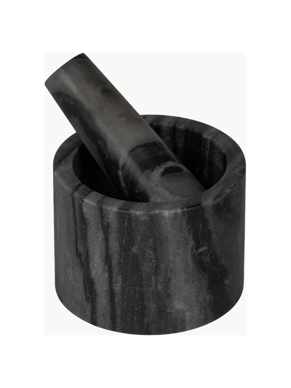Moździerz i tłuczek z marmuru Johana, Marmur, Czarny marmur, Ø 10 x W 8 cm