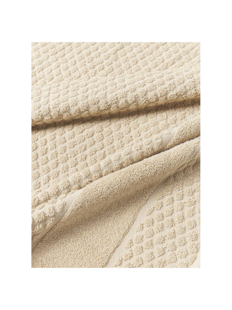 Handtuch Katharina mit Wabenmuster in verschiedenen Grössen, Beige, Handtuch, B 50 x L 100 cm, 2 Stück