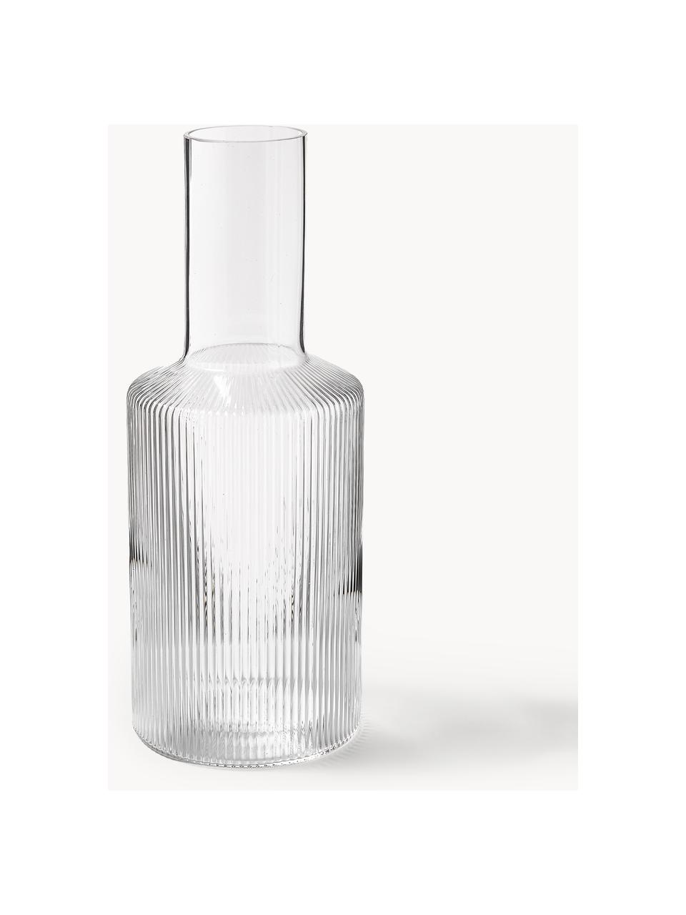 Carafe striée soufflée bouche Ripple, 1 L, Verre, soufflé bouche, Transparent, haute brillance, 1 L