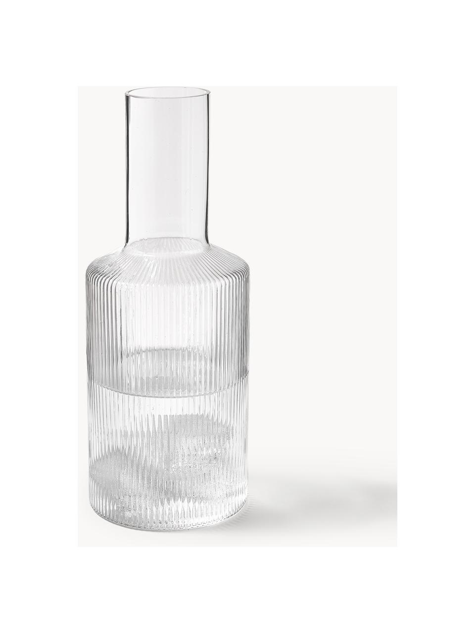 Carafe striée soufflée bouche Ripple, 1 L, Verre, soufflé bouche, Transparent, haute brillance, 1 L