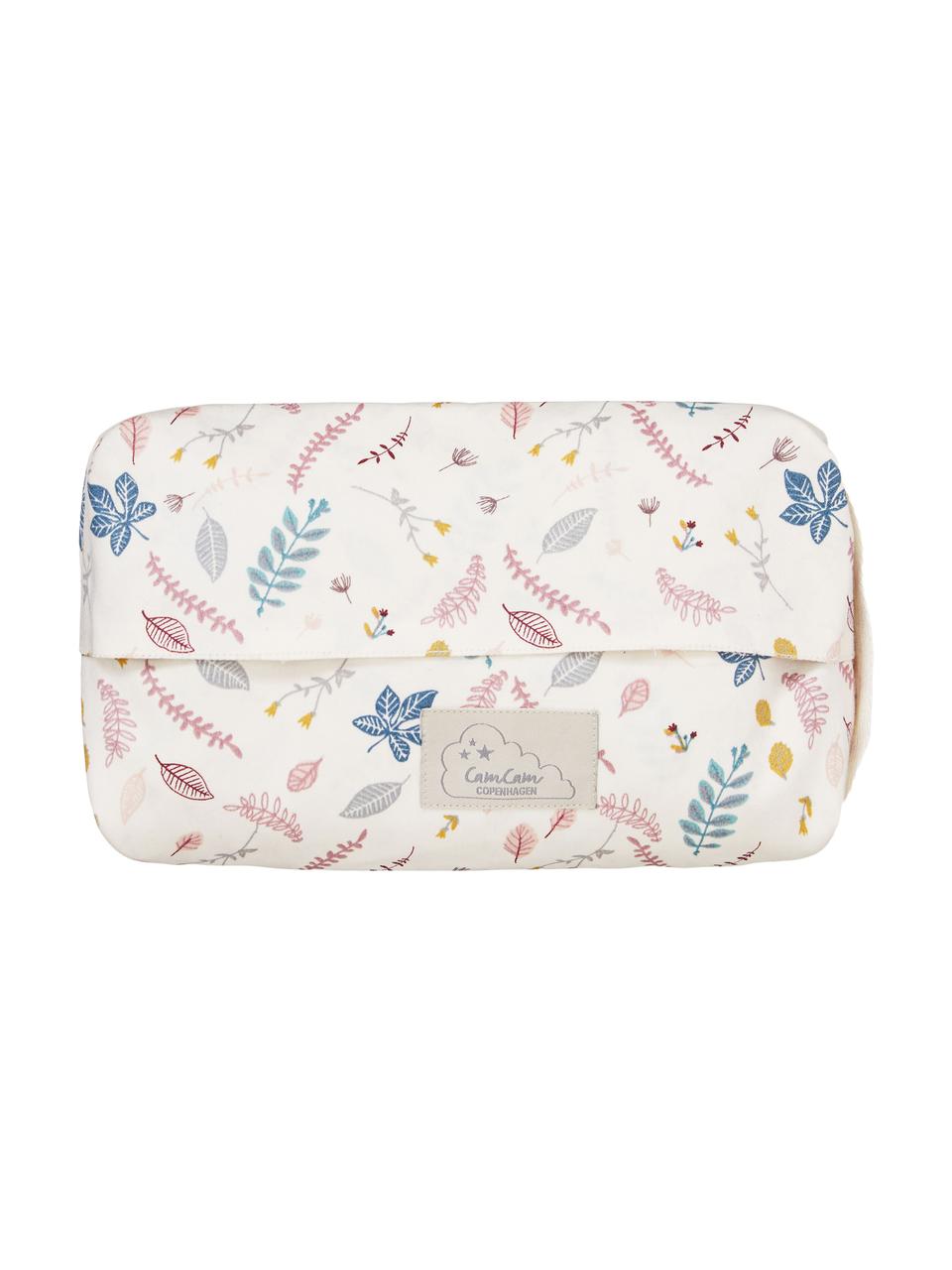 Estuche toallitas Pressed Leaves, 100% algodón ecológico, Blanco crema con estampado multicolor, An 25 x F 17 cm
