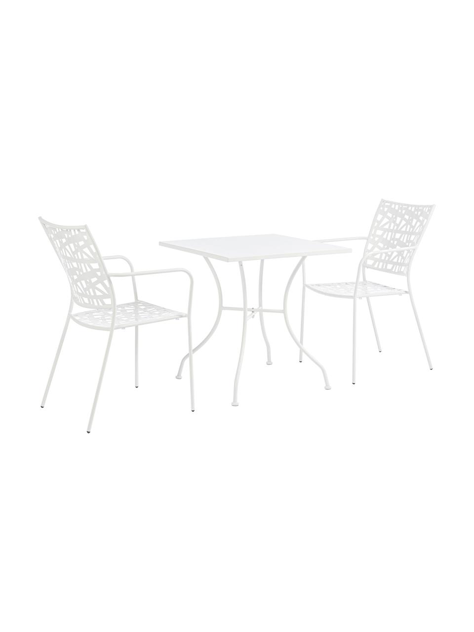 Tavolino da giardino in metallo Kelsie, Acciaio verniciato, Bianco, Larg. 70 x Alt. 70 cm