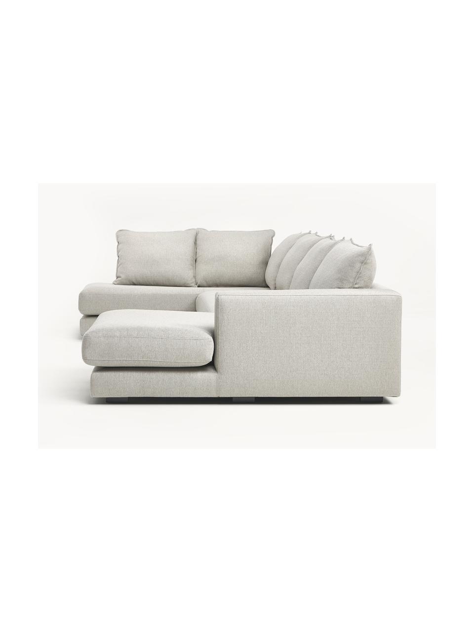 Narożna sofa modułowa Tribeca, Tapicerka: 100% poliester Dzięki tka, Stelaż: lite drewno sosnowe z cer, Nogi: lite drewno sosnowe z cer, Jasnoszara tkanina, S 356 x G 195 cm, lewostronna