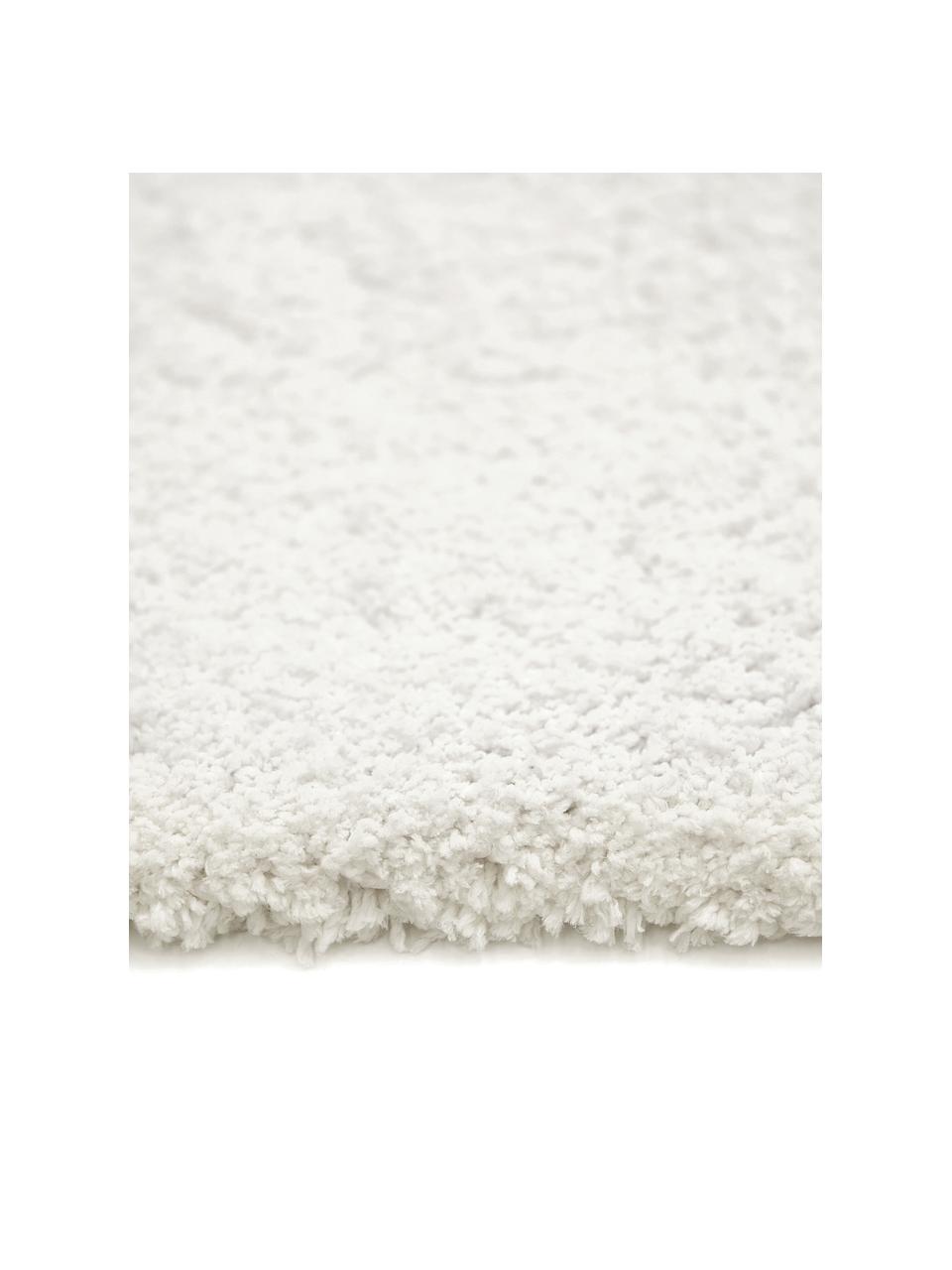 Pluizig rond hoogpoolig vloerkleed Leighton in crèmekleur, Onderzijde: 70% polyester, 30% katoen, Crèmewit, Ø 150 cm (maat M)