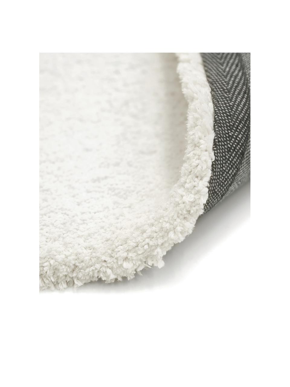 Flauschiger runder Hochflor-Teppich Leighton, Flor: Mikrofaser (100% Polyeste, Cremeweiß, Ø 150 cm (Größe M)