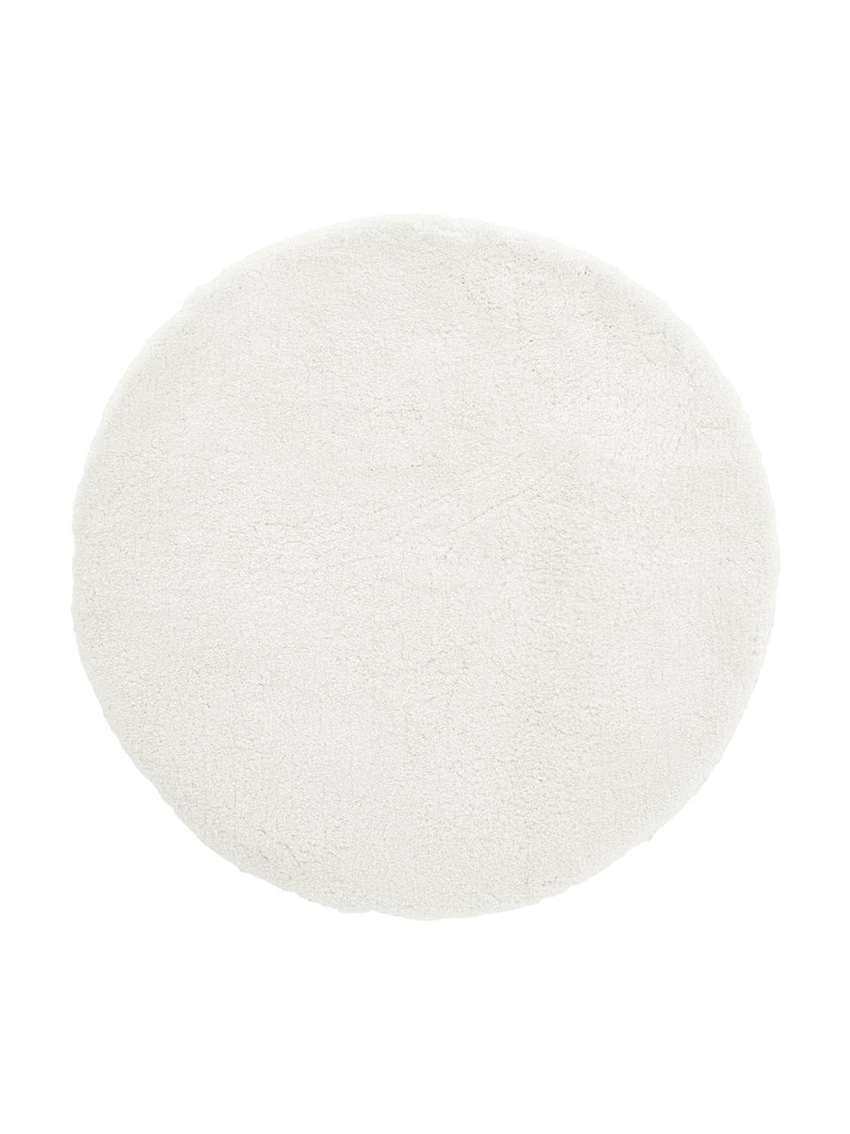 Tappeto rotondo soffice a pelo lungo Leighton, Retro: 70% poliestere, 30% coton, Bianco crema, Ø 150 cm (taglia M)