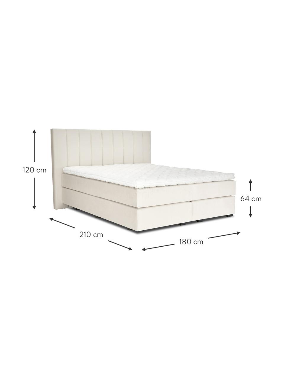 Letto Boxspring in velluto Premium Lacey, Materasso: a molle insacchettate a 7, Piedini: legno massello di faggio,, Beige, 200 x 200