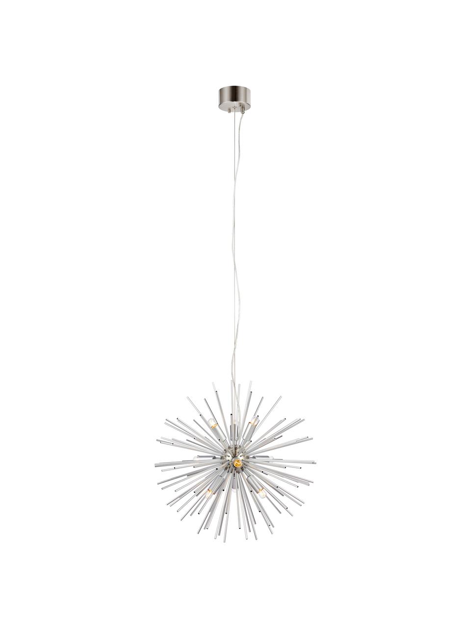 Grote design hanglamp Soleil, Baldakijn: gecoat metaal, Zilverkleurig, Ø 57 cm