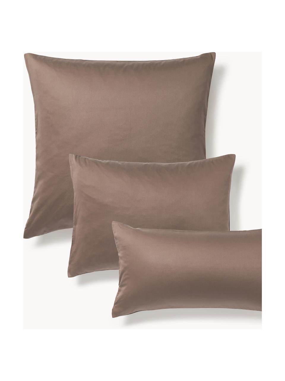 Poszewka na poduszkę z satyny bawełnianej Comfort, Ciemny brązowy, S 40 x D 80 cm