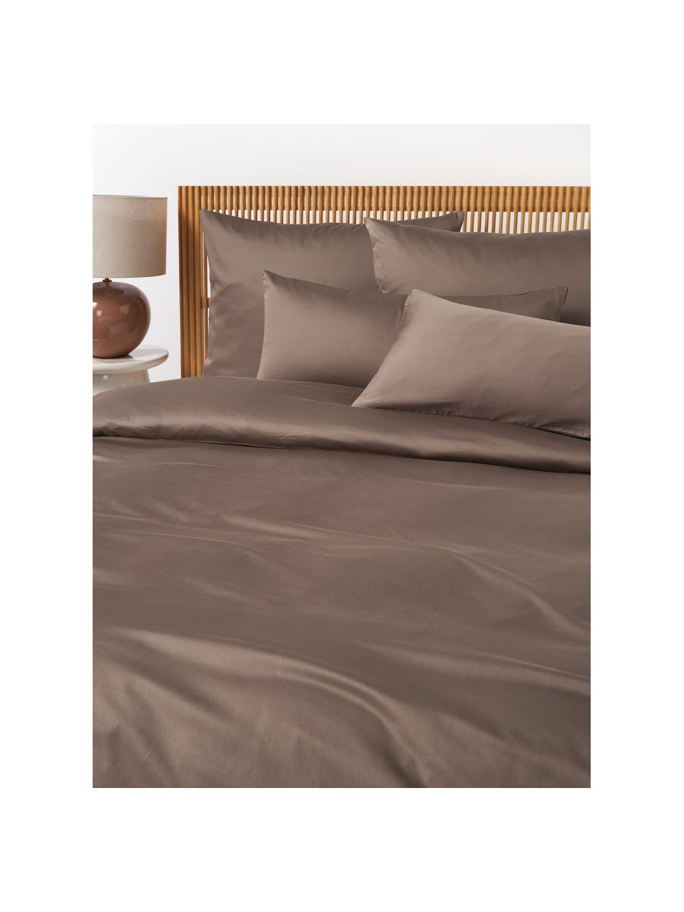 Poszewka na poduszkę z satyny bawełnianej Comfort, Ciemny brązowy, S 40 x D 80 cm