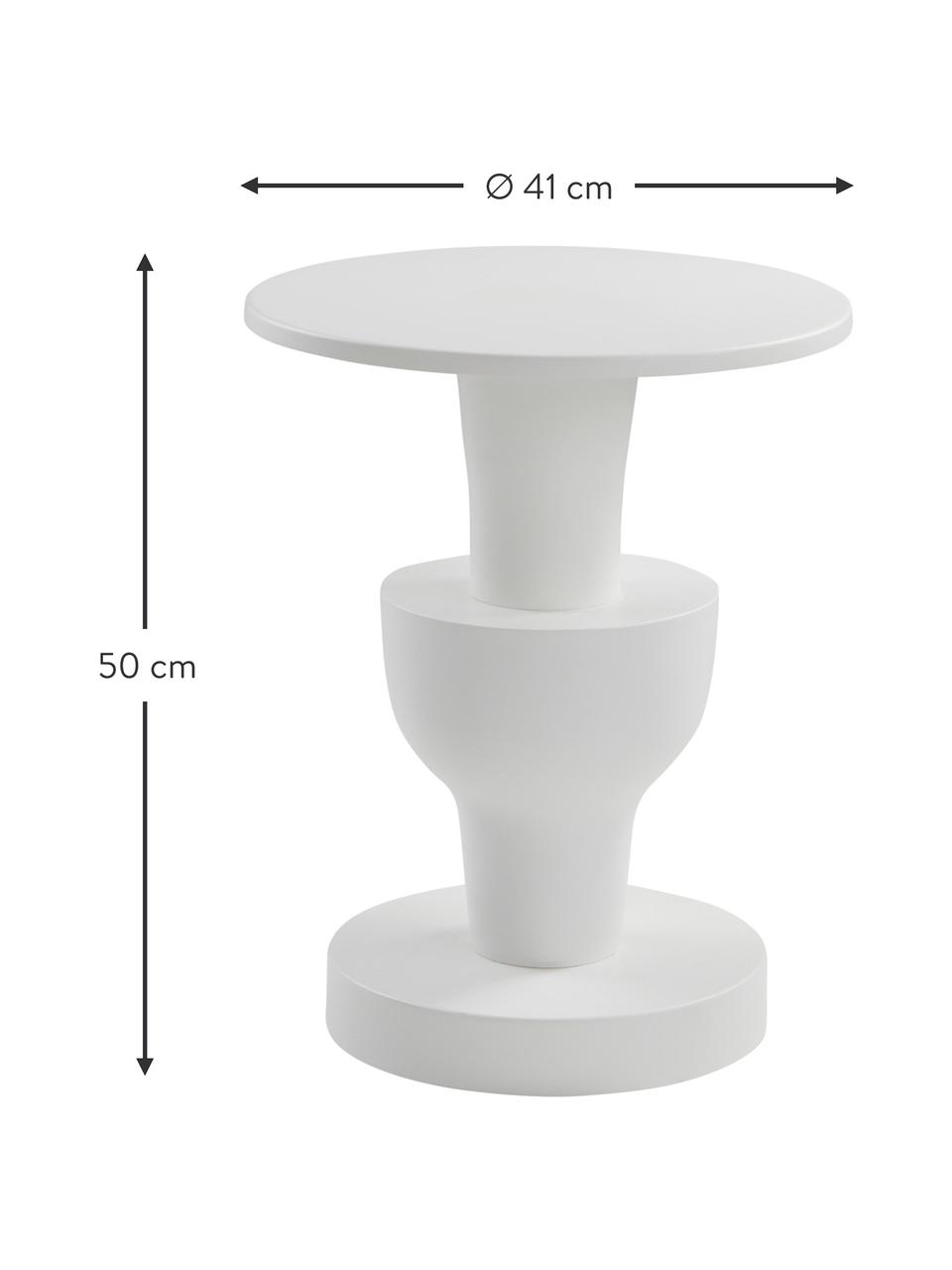 Tavolino rotondo Brandford, Ferro verniciato a polvere, Bianco, Ø 41 x Alt. 50 cm