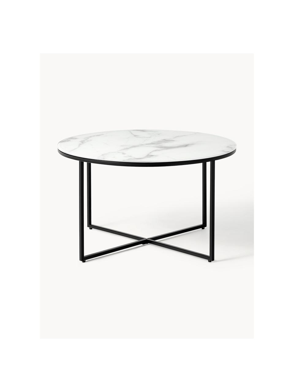 Table basse ronde look marbre Antigua, Blanc look marbre, noir, Ø 80 cm