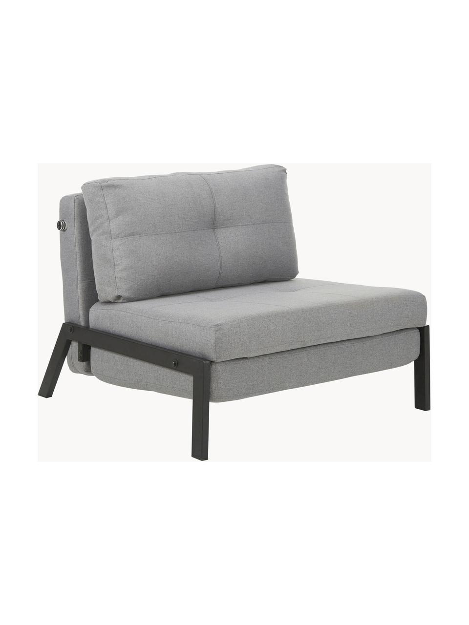 Slaapfauteuil Edward in lichtgrijs met metalen poten, uitklapbaar, Bekleding: 100% polyester, Geweven stof lichtgrijs, B 96  x D 98 cm