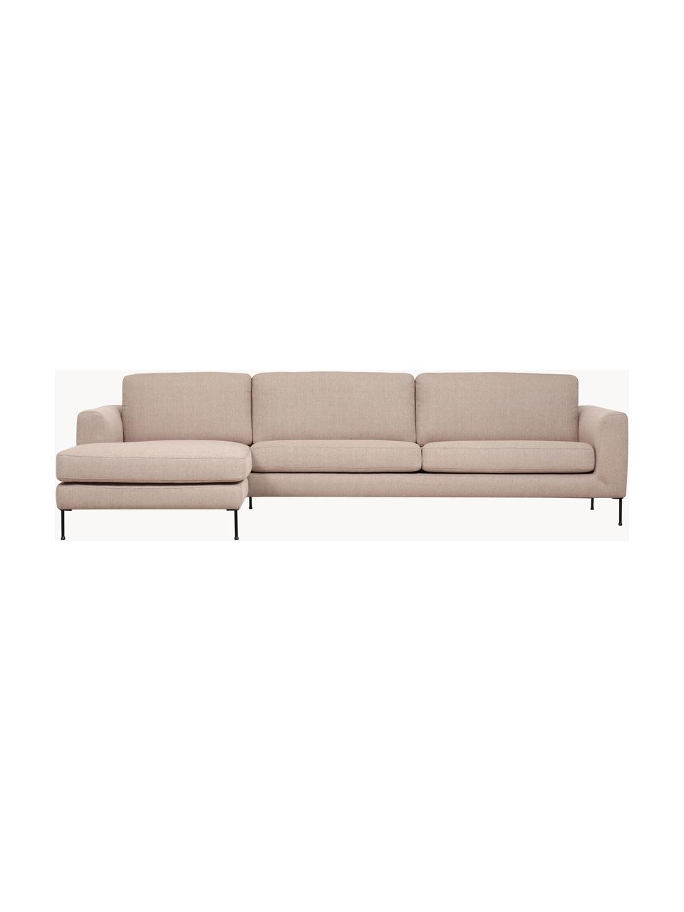 Ecksofa Cucita (4-Sitzer), Bezug: Webstoff (100% Polyester), Gestell: Massives Kiefernholz, FSC, Füße: Metall, lackiert, Webstoff Beige, B 302 x T 163 cm, Eckteil links