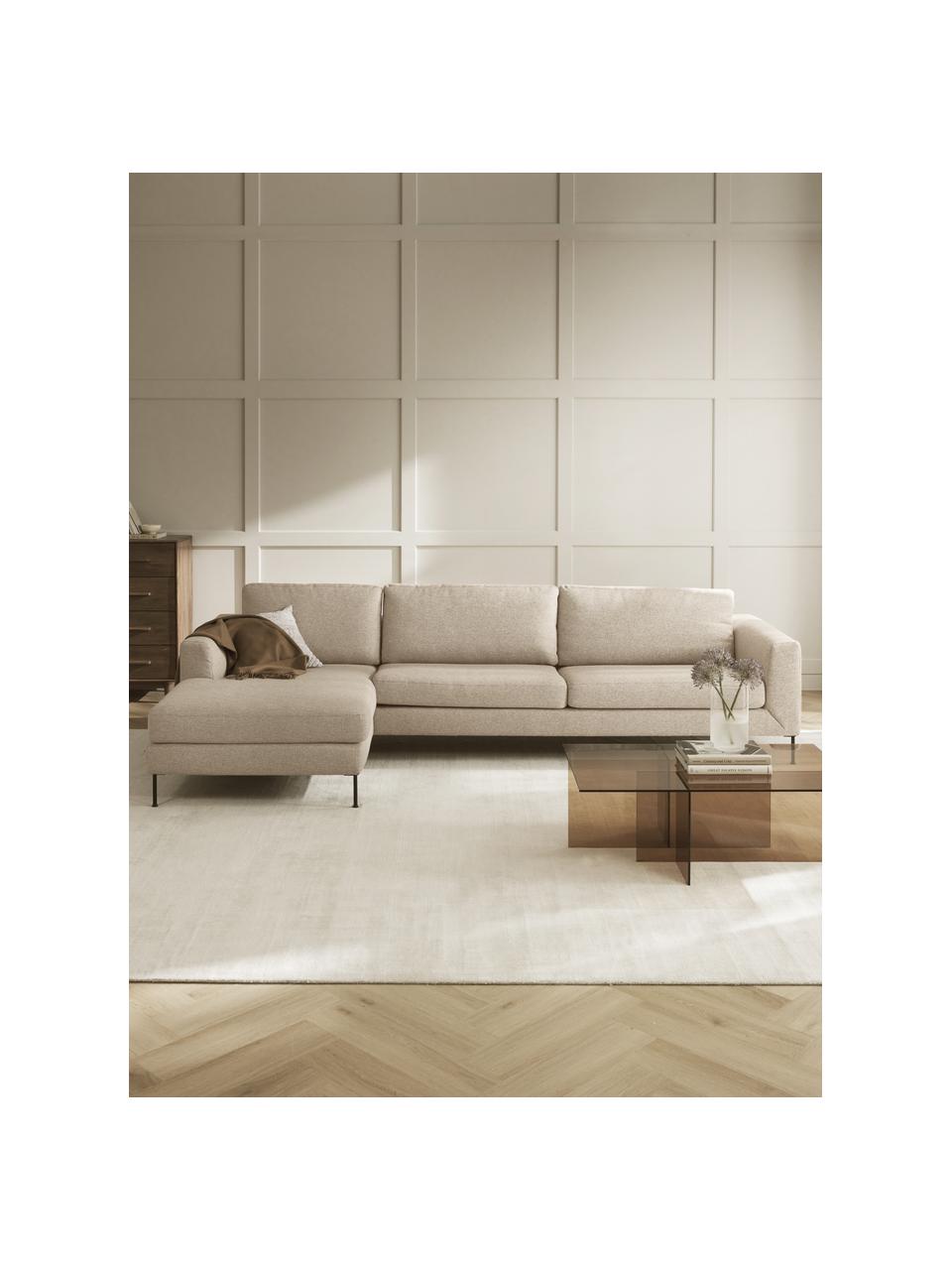 Canapé d'angle 4 places Cucita, Tissu beige, larg. 302 x prof. 163 cm, méridienne à gauche