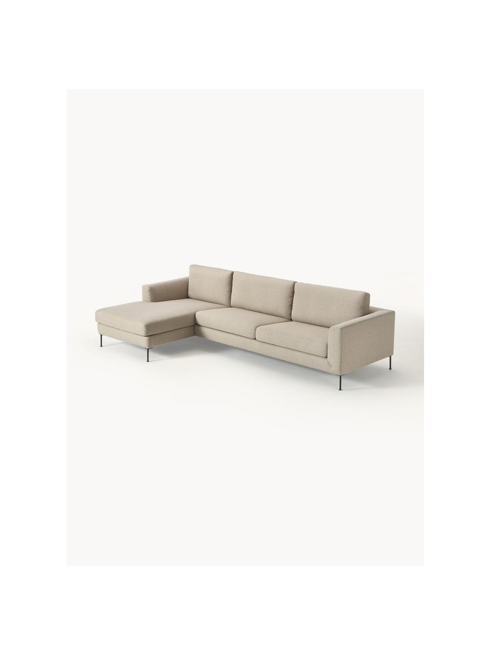 Sofá rinconera Cucita (4 plazas), Tapizado: tejido (100% poliéster) A, Estructura: madera de abeto maciza, Patas: metal lacado Este product, Tejido beige, An 302 x F 163 cm, chaise longue izquierda