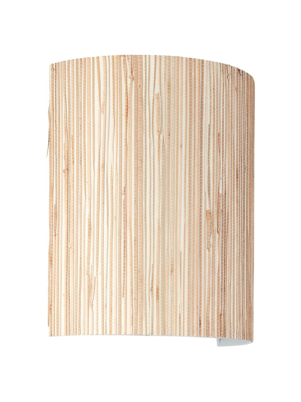 Lampada da parete in fibra naturale Wimea, Paralume: alghe, Struttura: metallo rivestito, Marrone chiaro, Larg. 23 x Prof. 12 cm