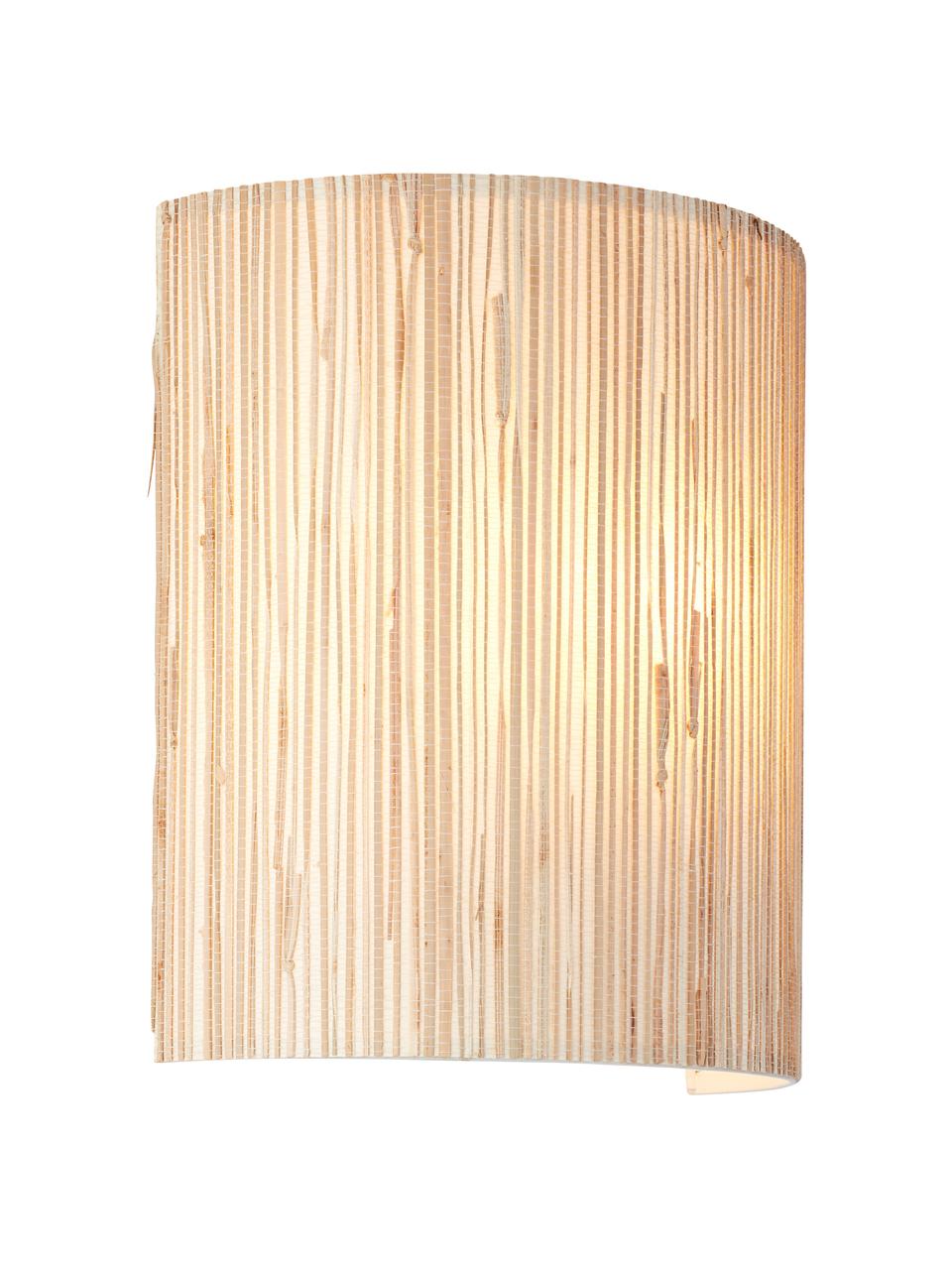 Wandlamp Wimea van zeegras, Lampenkap: zeegras, Lichtbruin, B 23 x D 12 cm