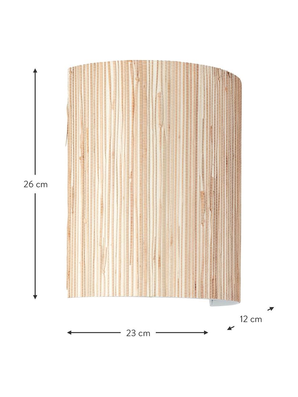 Wandlamp Wimea van zeegras, Lampenkap: zeegras, Lichtbruin, B 23 x D 12 cm