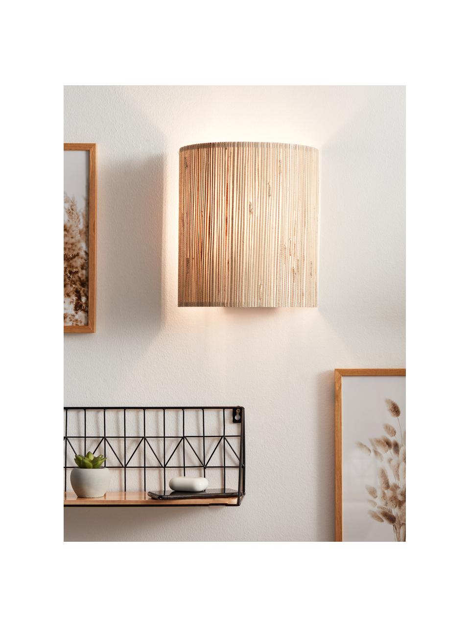 Wandlamp Wimea van zeegras, Lampenkap: zeegras, Lichtbruin, B 23 x D 12 cm