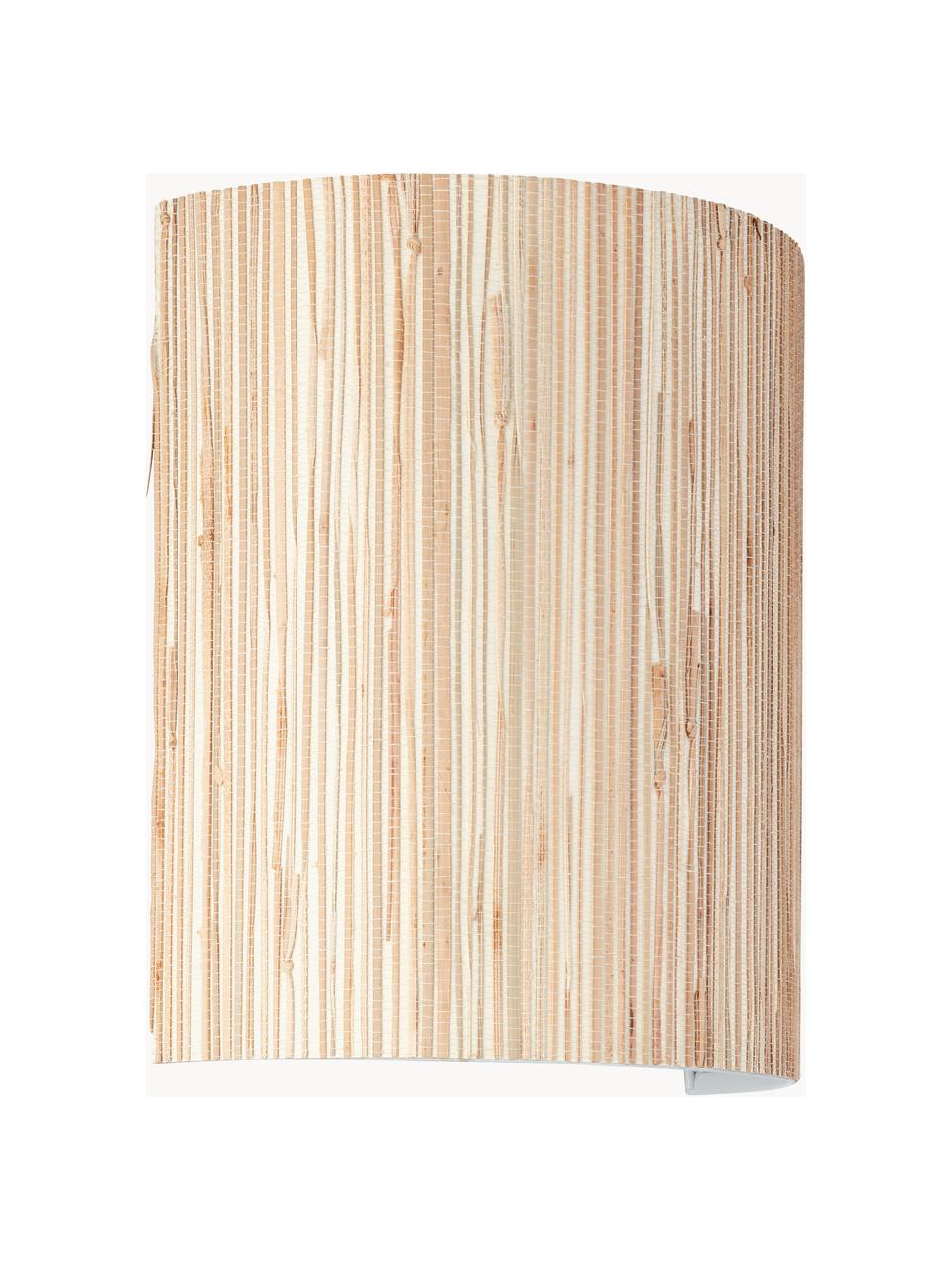 Lampada da parete in fibra naturale Wimea, Paralume: alghe, Struttura: metallo rivestito, Beige chiaro, Larg. 23 x Prof. 12 cm