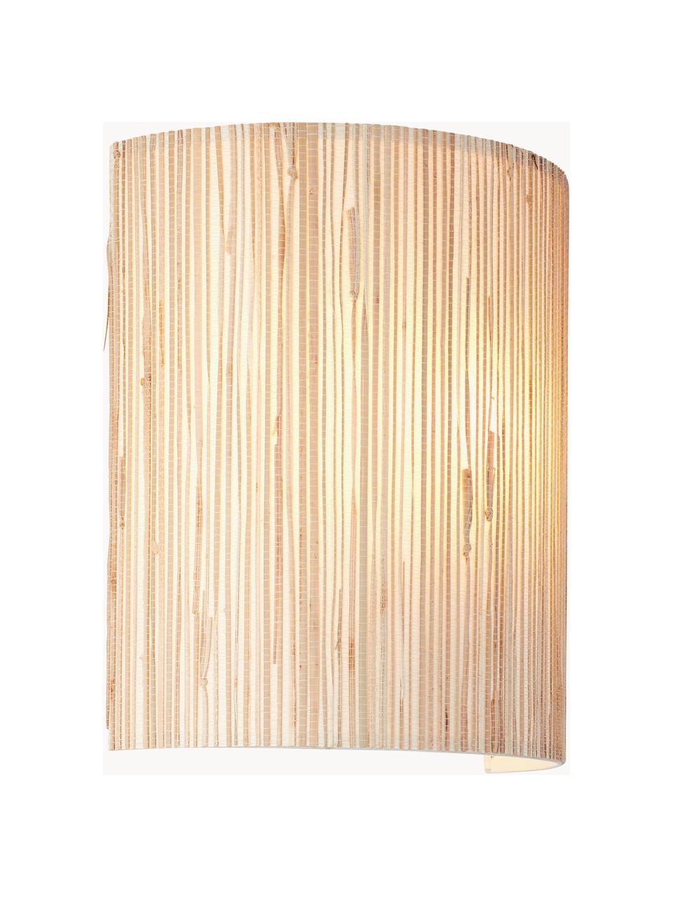 Lampada da parete in fibra naturale Wimea, Paralume: alghe, Struttura: metallo rivestito, Beige chiaro, Larg. 23 x Prof. 12 cm