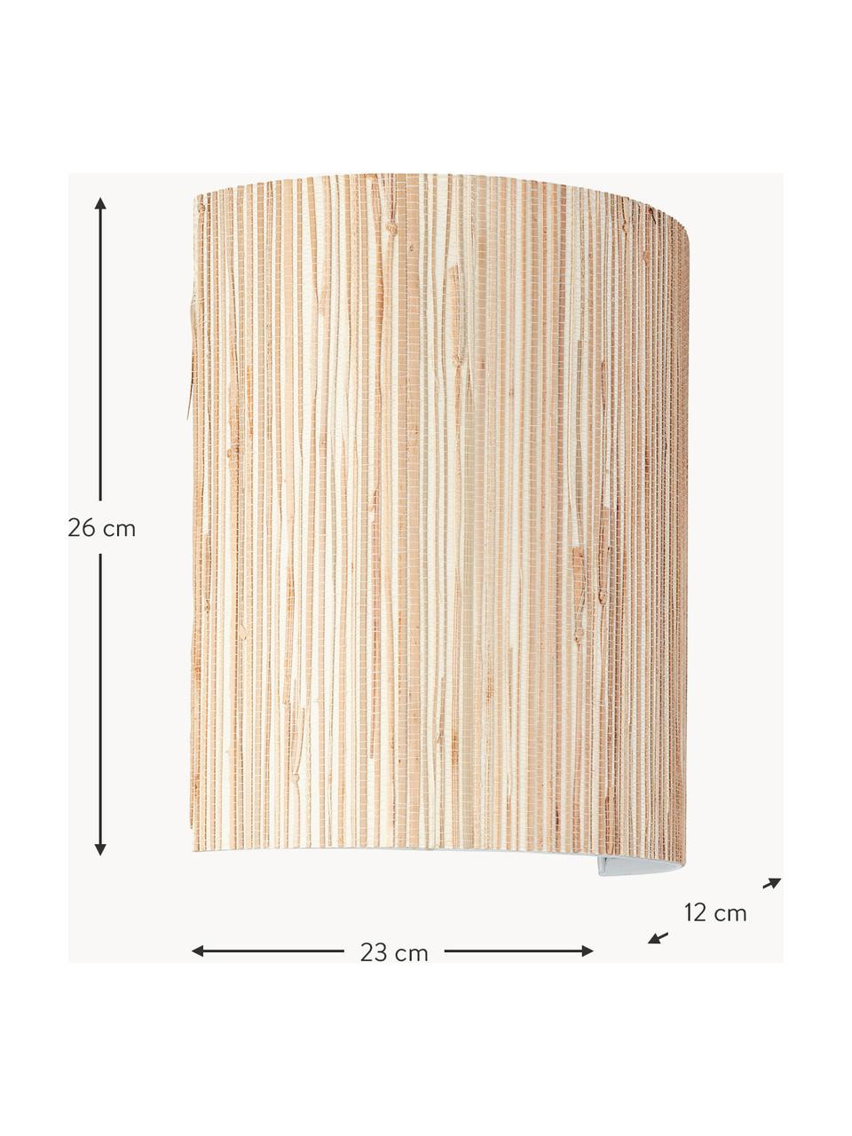 Wandlamp Wimea van zeegras, Lampenkap: zeegras, Lichtbeige, B 23 x D 12 cm