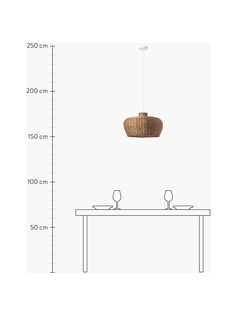 Závesná lampa z ratanu Krisa, Kov, ratan, Hnedá, Š 70 x V 150 cm