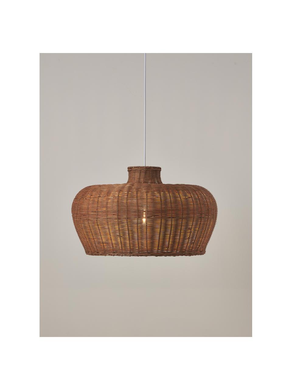 Hanglamp Krisa van rotan, Metaal, rotan, Bruin, Ø 35 x H 46 cm