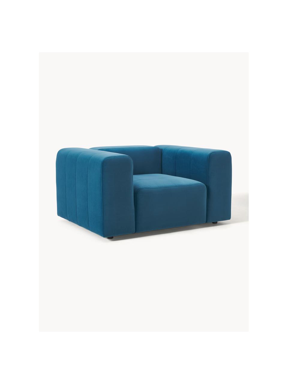 Sillón de terciopelo Lena, Tapizado: terciopelo (100% poliéste, Estructura: madera de pino, contracha, Patas: plástico., Terciopelo azul petróleo, An 134 x F 106 cm