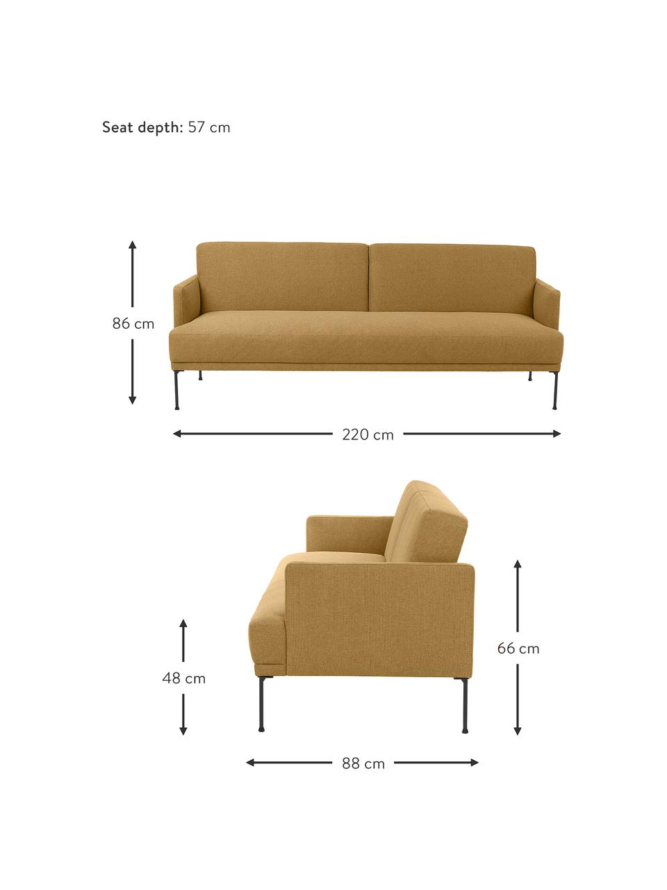Sofá cama Fluente (3 plazas), Tapizado: 100% poliéster Alta resis, Estructura: madera de pino maciza con, Patas: metal con pintura en polv, Tejido ocre, An 220 x Al 86 cm