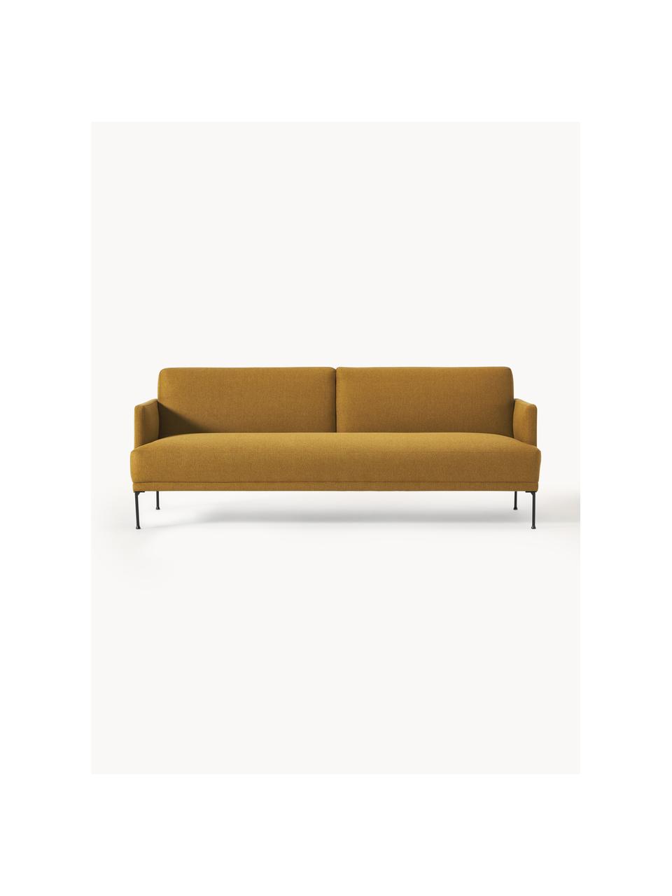 Schlafsofa Fluente (3-Sitzer), Bezug: 100 % Polyester Der strap, Gestell: Massives Kiefernholz, Füße: Metall, pulverbeschichtet, Webstoff Ocker, B 220 x T 88 cm