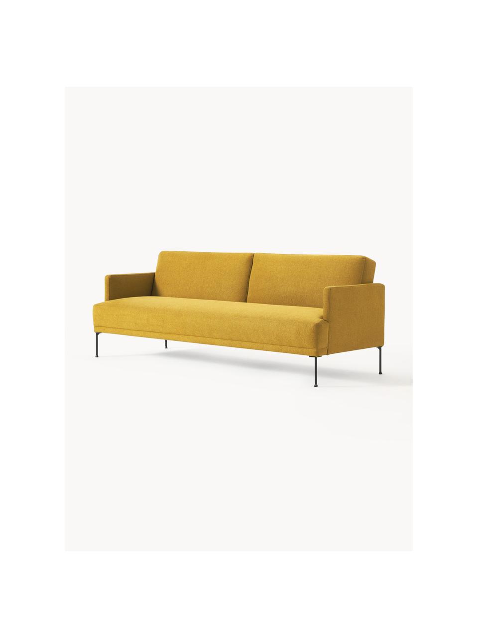 Schlafsofa Fluente (3-Sitzer), Bezug: 100 % Polyester Der strap, Gestell: Massives Kiefernholz, Füße: Metall, pulverbeschichtet, Webstoff Ocker, B 220 x T 88 cm