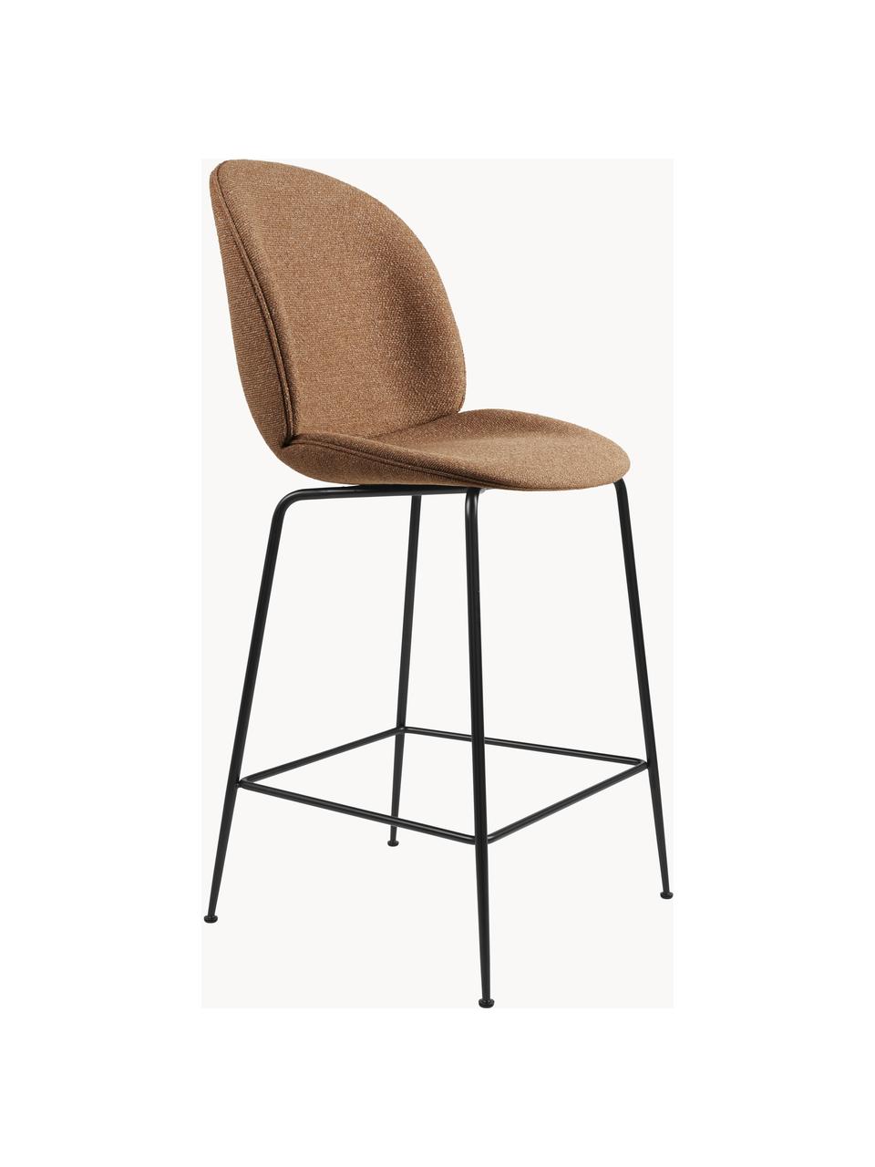 Barová židle z vlny Beetle, Terakotová, matná černá, Š 54 cm, V 108 cm