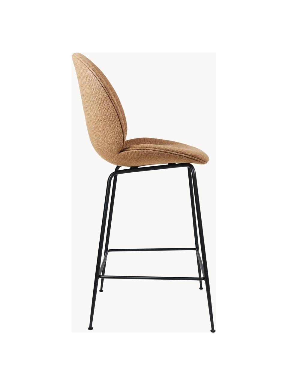 Barová stolička z vlny Beetle, Vlna terakotová, čierna matná, Š 54 x V 108 cm