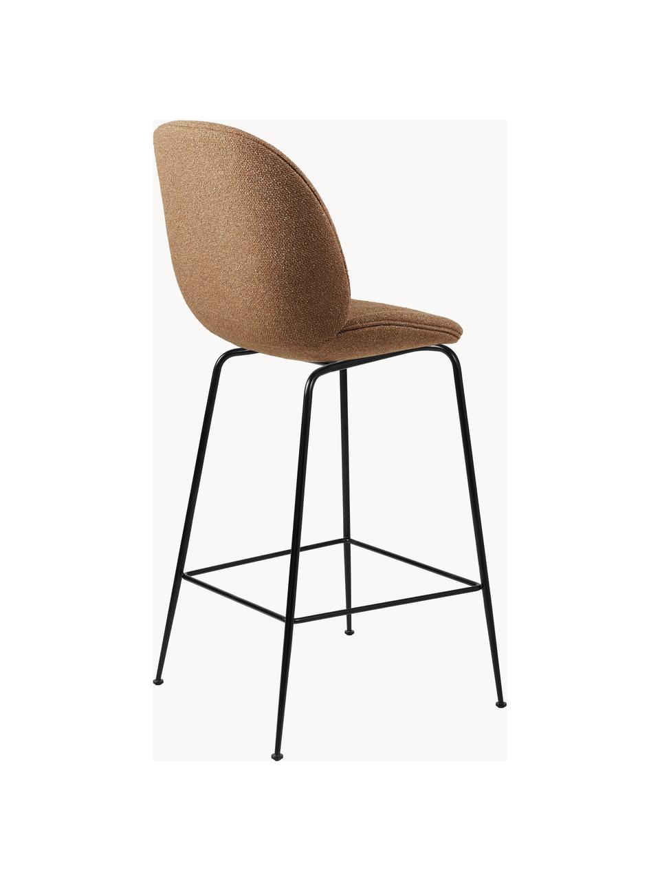 Krzesło barowe z wełny Beetle, Tapicerka: 100% wełna, Nogi: stal powlekana, Terakota, czarny matowy, S 54 x W 108 cm