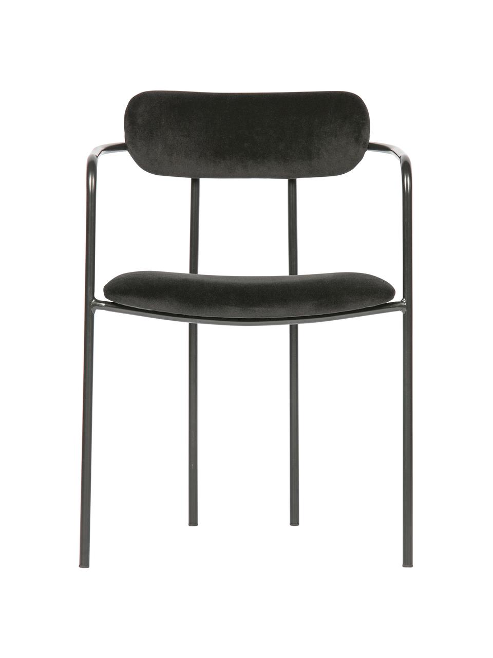 Chaise en velours noir Elvy, Noir, larg. 52 x prof. 50 cm