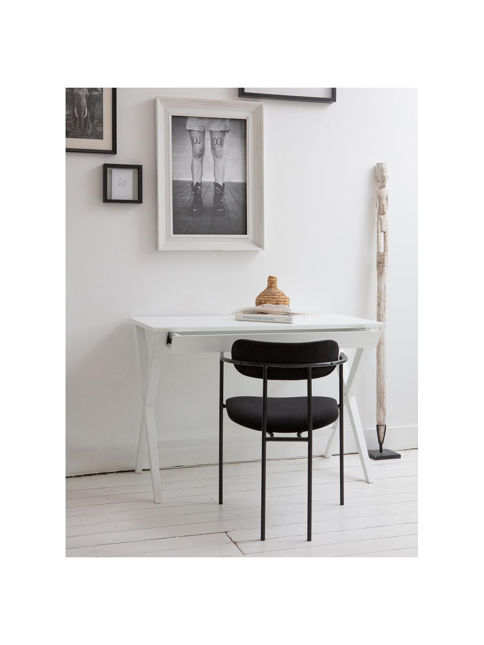 Krzesło z podłokietnikami z aksamitu Elvy, Tapicerka: aksamit (100% poliester), Stelaż: metal powlekany, Czarny aksamit, S 52 x G 50 cm