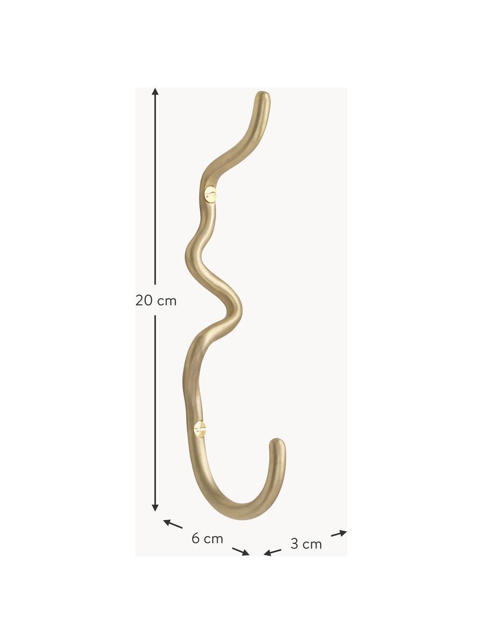 Handgefertigter Messing-Wandhaken Curvature, Messing, Messing, matt, B 3 x H 20 cm