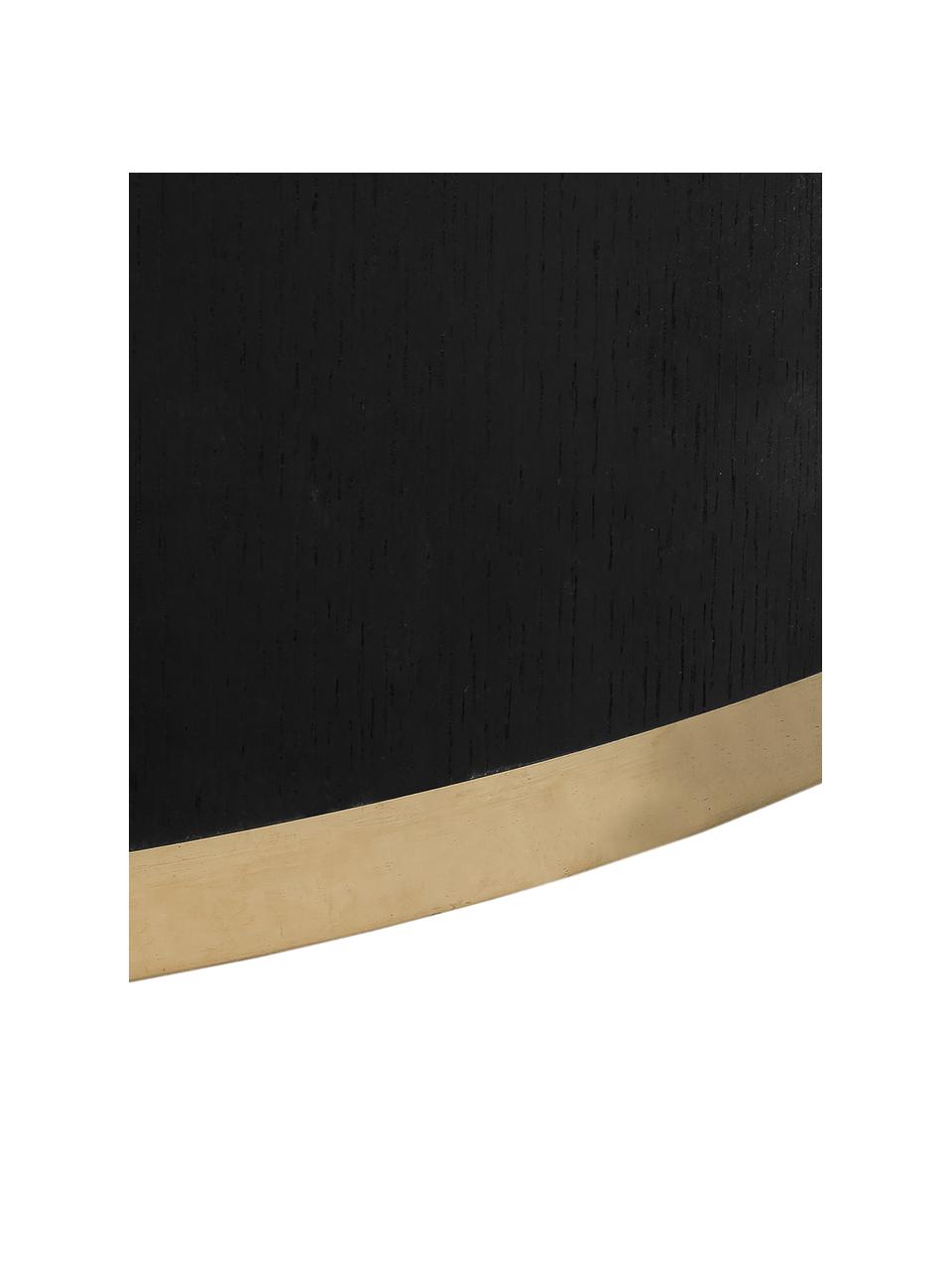 Table basse ronde Clarice, Corps : bois de frêne, noir laqué Pied : couleur dorée, Ø 60 cm