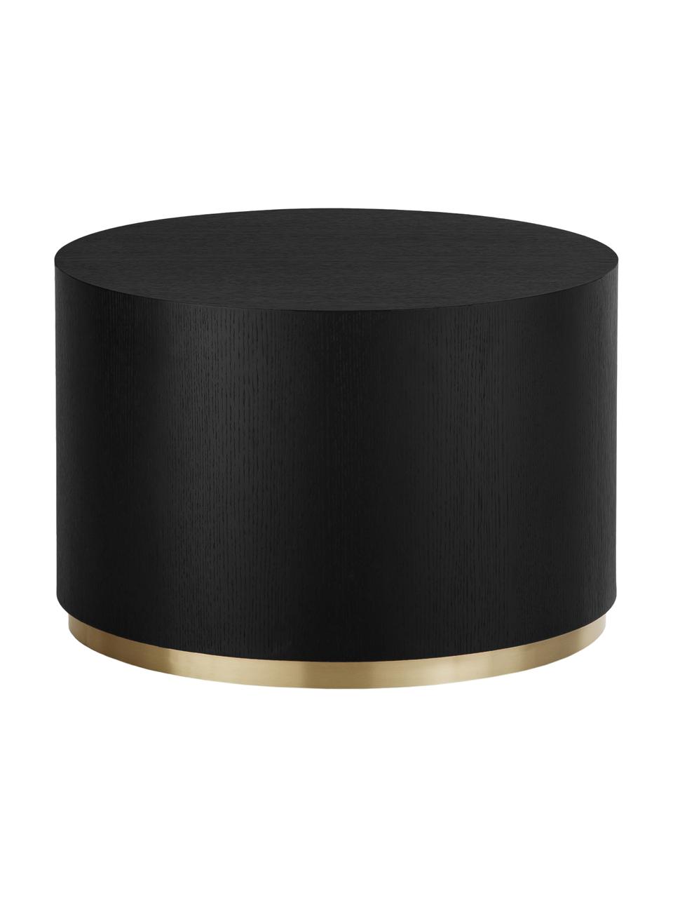 Table basse ronde Clarice, Corps : bois de frêne, noir laqué Pied : couleur dorée, Ø 60 cm
