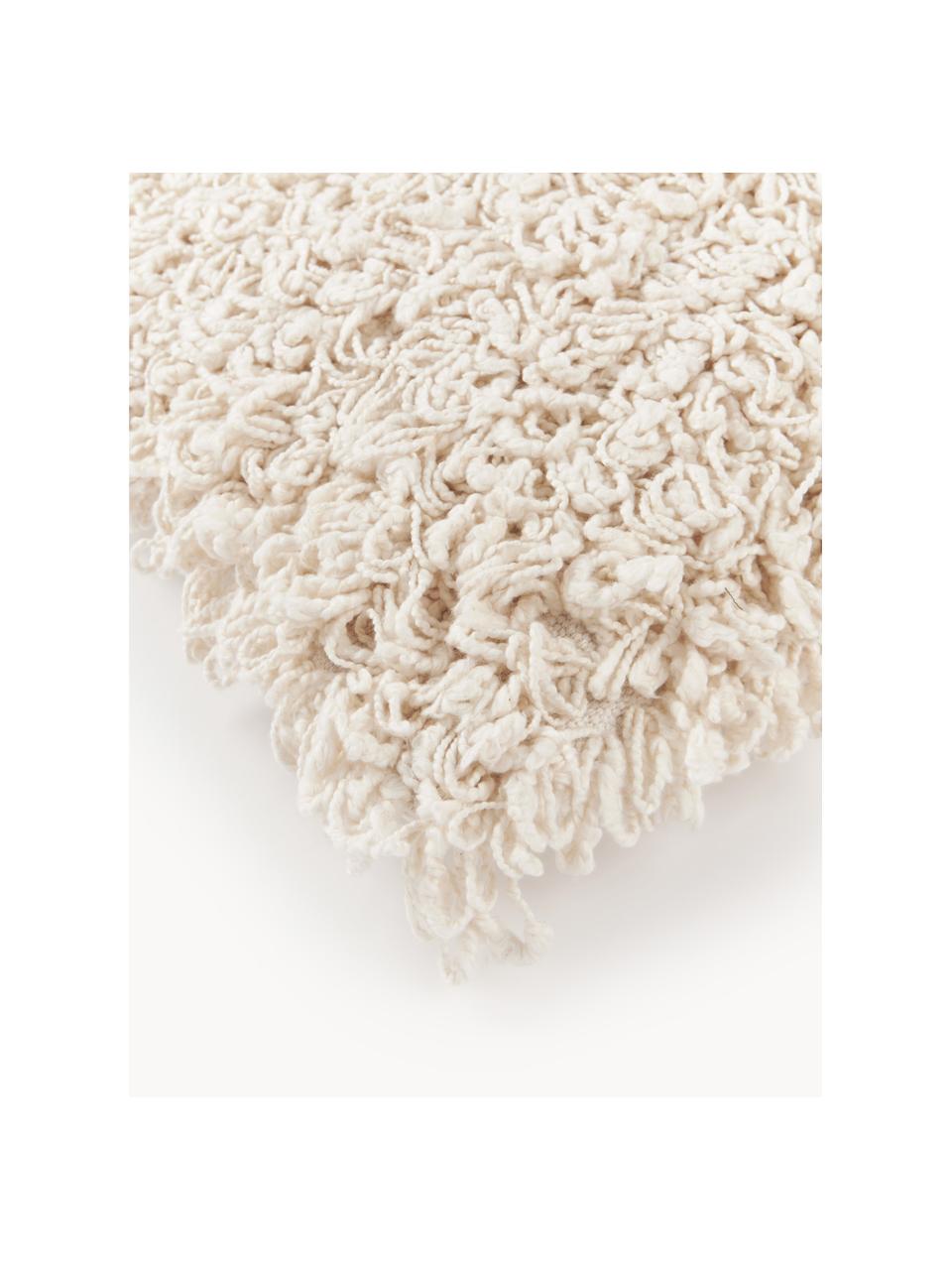 Flauschige Kissenhülle Dillon, 100 % Baumwolle, Cremeweiß, B 50 x L 50 cm