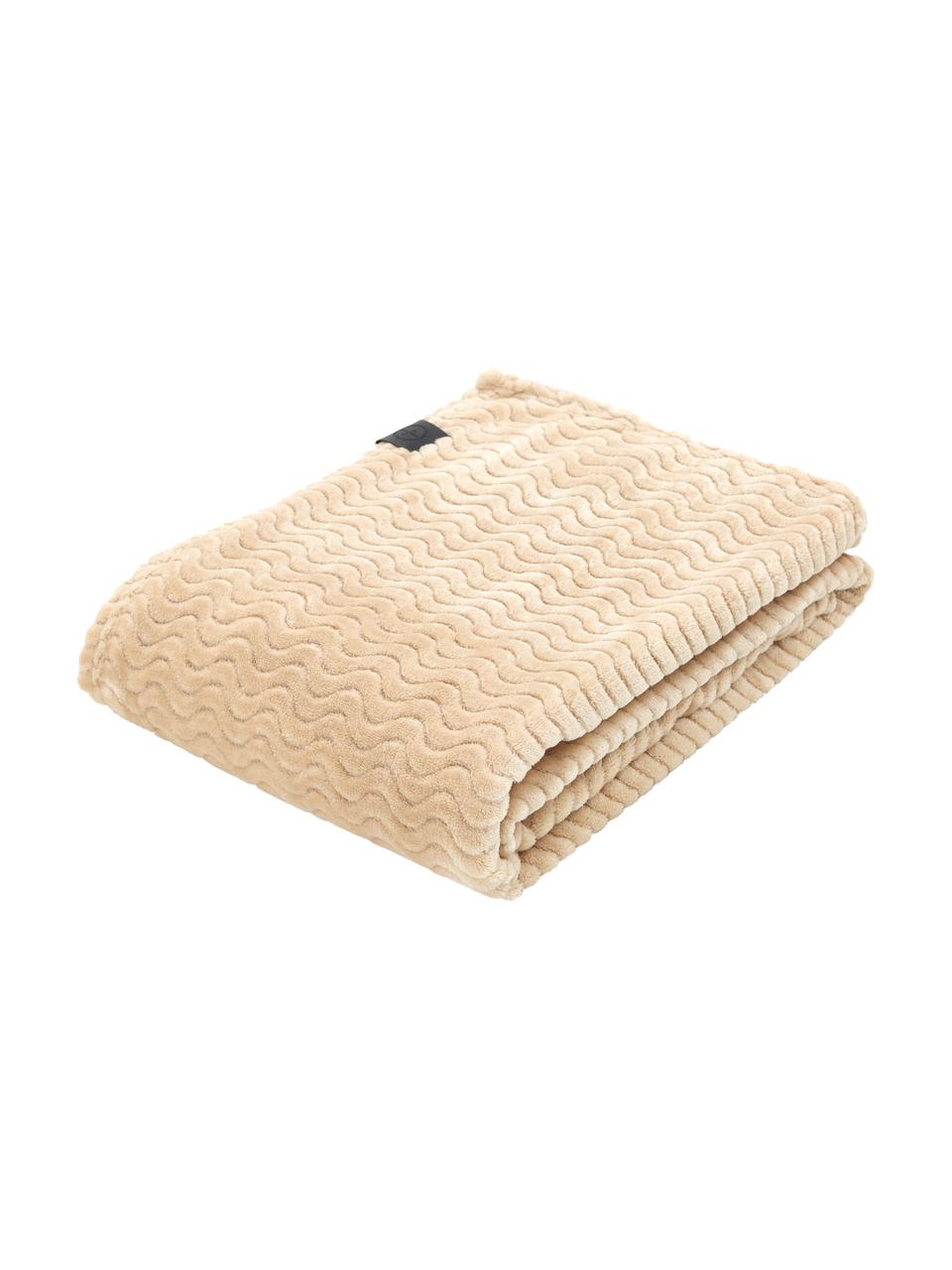 Kuscheldecke Agnes mit Strukturoberfläche in Beige, 100% Polyester, Beige, B 130 x L 170 cm