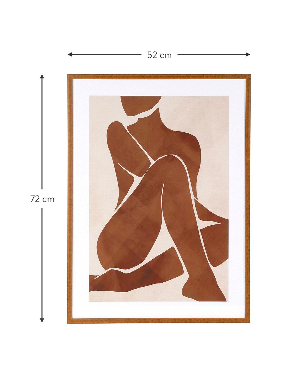 Impression numérique encadrée Femme, Brun, larg. 52 x haut. 72 cm