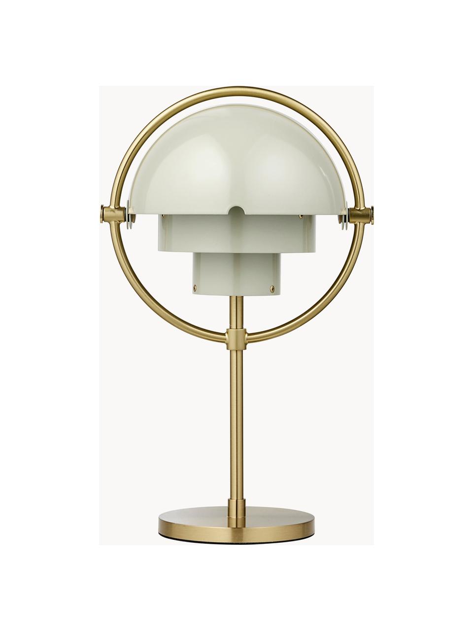 Lampada da tavolo portatile con luce regolabile Multi-Lite, orientabile, Ottone rivestito, Grigio chiaro lucido, dorato lucido, Ø 15 x Alt. 30 cm