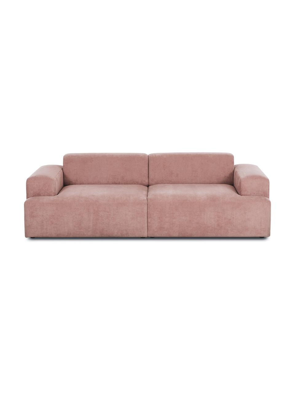 Cord-Sofa Melva (3-Sitzer) in Rosa, Bezug: Cord (92% Polyester, 8% P, Gestell: Massives Kiefernholz, Spa, Cord Rosa, B 240 x T 101 cm